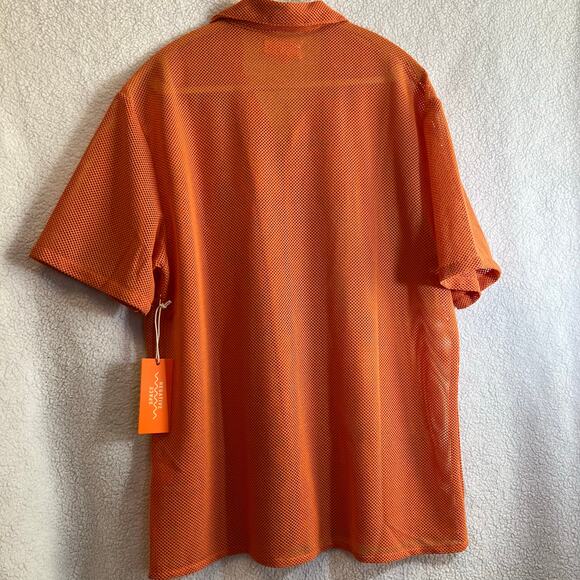 NEW Negative Space Orange mesh button down men’s shirt with tags summer beach - Picture 4 of 7